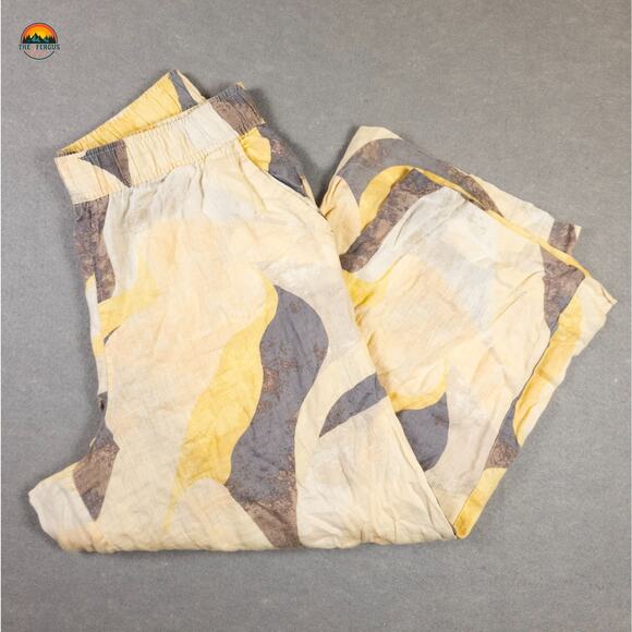 Rachel Zoe Cropped Pants Multicolor Linen Elastic Waist Pockets Women's Large - Picture 1 of 8